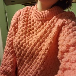 Bright pink chunky sweater